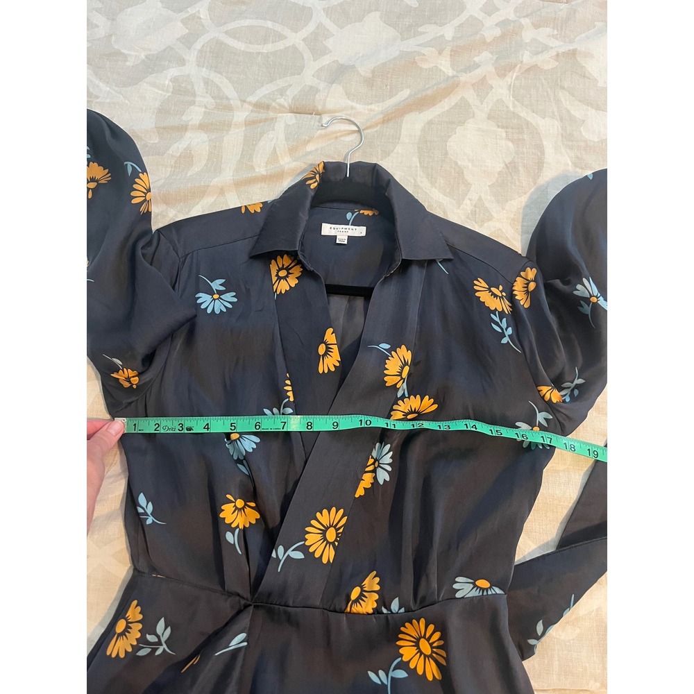 Equipment Femme Vivienne Silk Midi Dress Smokey Blue Floral Daisy size 6 - Picture 11 of 15